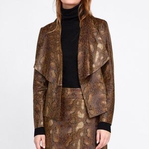 Snake Print Faux Suede Jacket